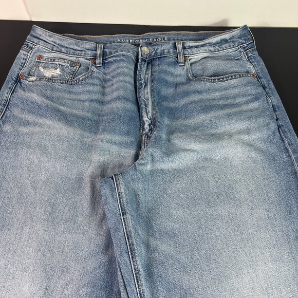 American Eagle Jeans Women's 38x32* High Rise Baggy Dad Light Blue Denim Tag 18R - Picture 2 of 16
